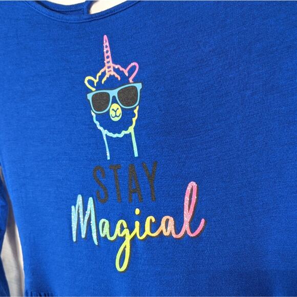 JUSTICE 14/16 PLUS Blue Stay Magical Unicorn Stretch Knit Dress - Picture 6 of 7